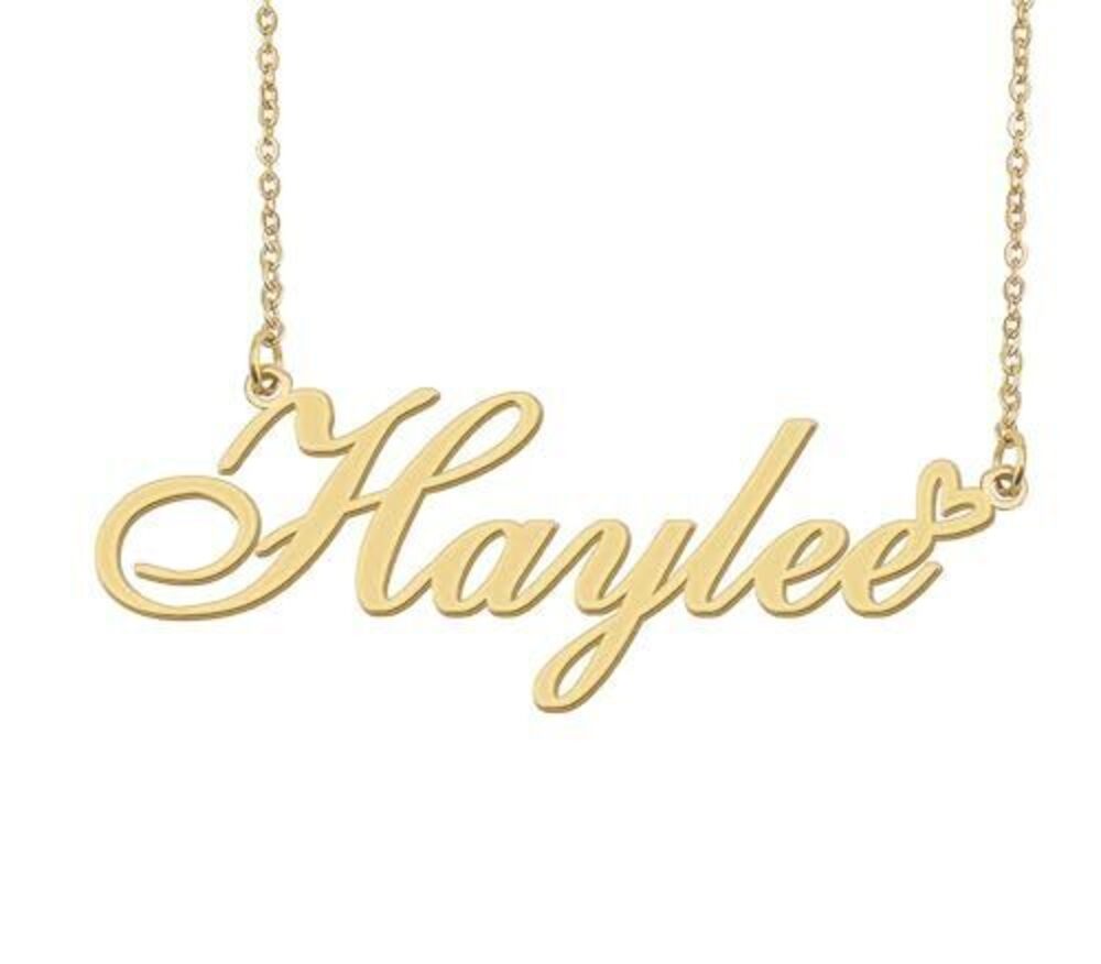 4364 Haylee Name Necklace Heart Charm Pendant 18k Gold Plated Stainless